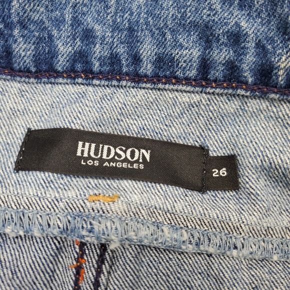Hudson Jessie Relaxed Recoil Boyfriend Jeans Women 26 Blue Distressed Button Fly - Picture 6 of 10